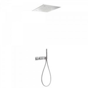 Kit de douche thermostatique et encastré BLOCK SYSTEM CHROMOTHERAPY avec fermeture et réglage du débit…