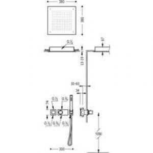 Kit de douche thermostatique TRES RTC 38×38