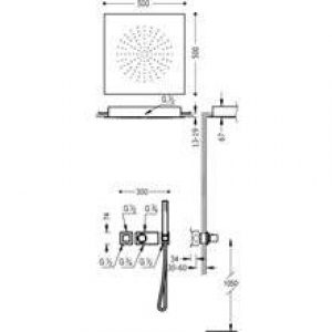 Kit de douche thermostatique TRES RTC 50×50