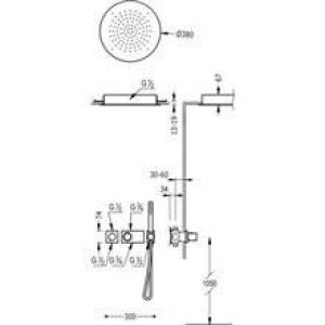 Kit de douche thermostatique TRES RTR Ø38