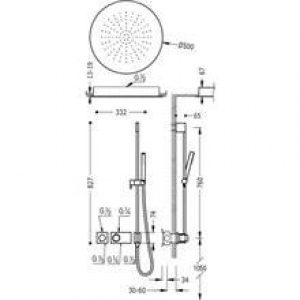 Kit de douche thermostatique TRES RTR + Ø50cm