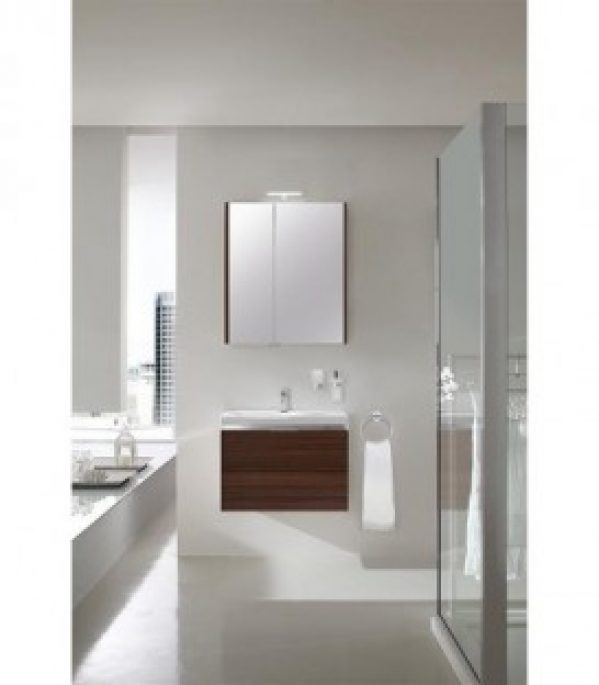 Kit de meubles de bain EOLA mélèze marron clair largeur 700mm 2 tiroirs
