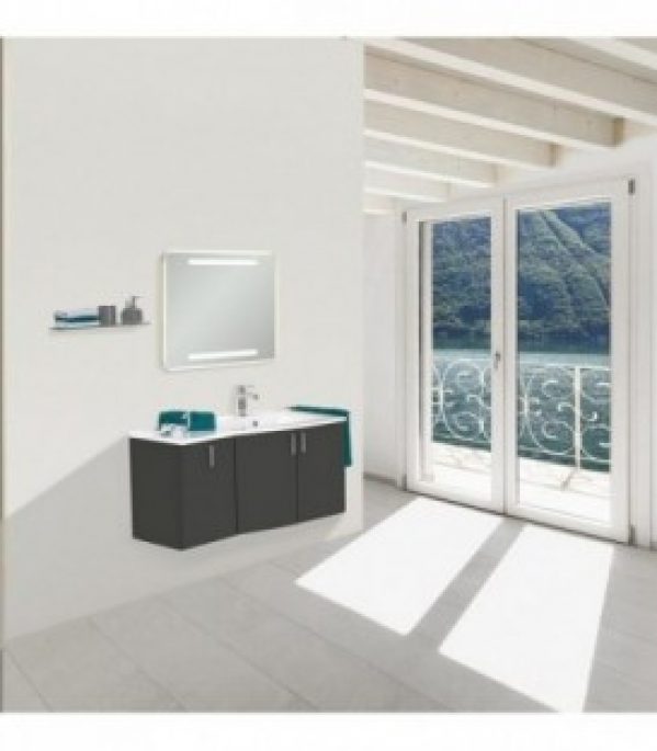 Kit meuble salle de bain EBAMO série MBG, anthacite mat butée gauche *BG*