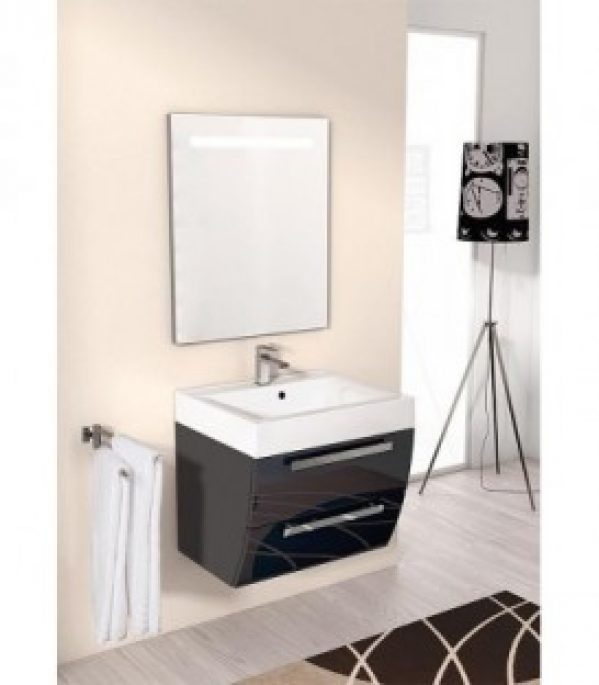 Kit meuble salle de bain ENNA Serie MAB anthracite brillant Largeur 600