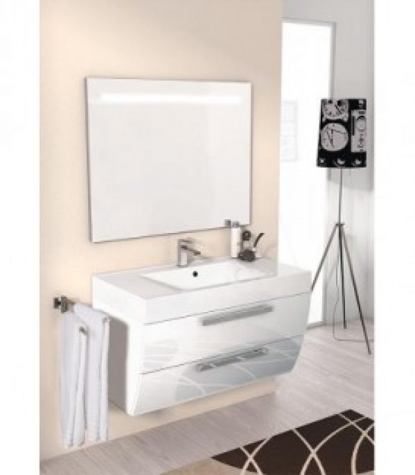 Kit meuble salle de bain ENNA Swerie MAB blanc brillant largeur 900