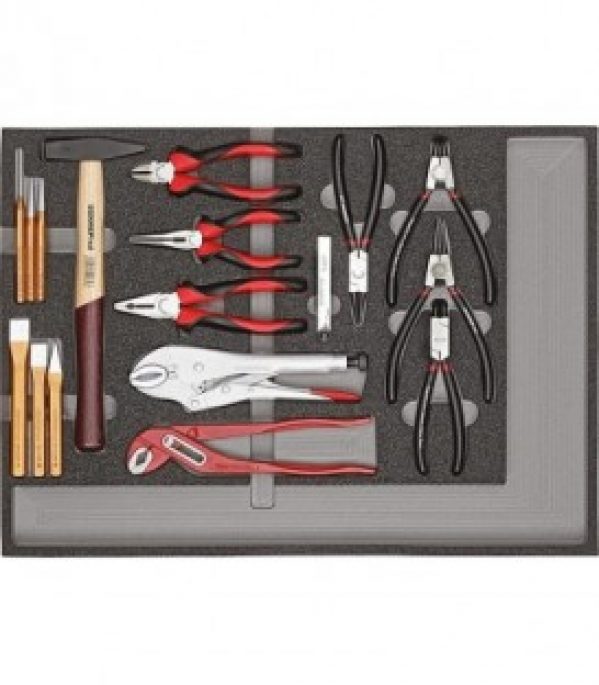 Kit outils CAROLUS pince, marteau et burin, 570x410mm a 482×345 mm