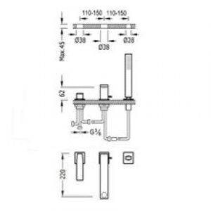 Kit pour baignoire Acier TRES SLIM 22cm
