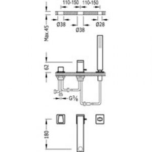 Kit pour baignoire CUB TRES SLIM 18cm
