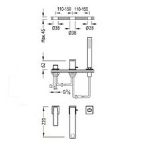 Kit pour baignoire TRES SLIM 22cm