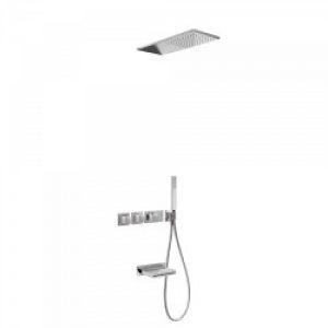 Kit thermostatique baignoire encastré BLOCK SYSTEM avec fermeture et réglage du débit (3 voies) – TRES…