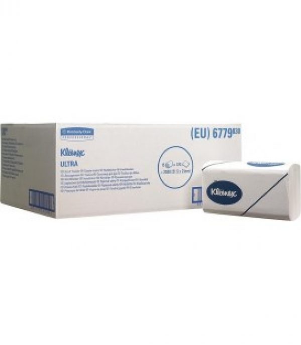 KLEENEX Ultra Essuie-main Medium -blanc 2 épaisseurs 21,5×21,0cm – feuilles 15×186