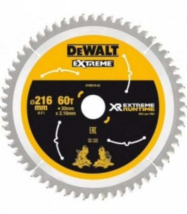 Lame de scie circulaire DeWalt, DT99570 XR Extreme Runtime 60Z 216/30mm