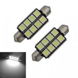 Lampe à Led Festoon, Couelur lumière Blanc Froid, 2 pièces, Puissance 1.5W, 8 LED SMD 5050, Lumens 150-170lm, Tension DC 12 V
