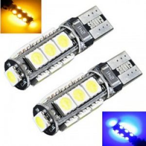 Lampe à Led à support T10, Couleur lumière Blanc Froid / Rouge / Bleu / Jaune / Vert, 2 pièces, Puissance 5W, 13Led x5050smd, Lumens 200lm, Tension DC 12 V