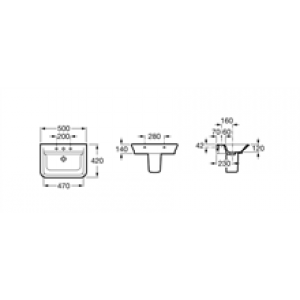 Lavabo demi-colonne The Gap 50 x 42 cm Roca