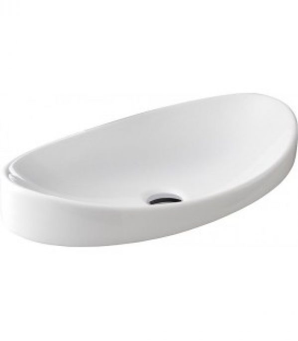 Lavabo à poser &lsquo;SPOOL&rsquo; lxHxP 650x145x350mm en céramique blanche