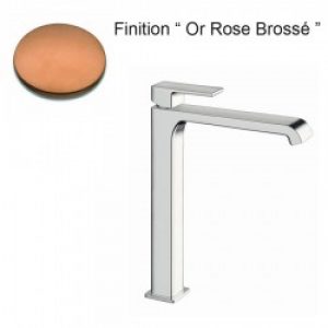 LAVABO QUADRI S MITIGEUR HAUT AVEC VIDAGE UP&DOWN OR ROSE BROSSE – CRISTINA ONDYNA QS22834