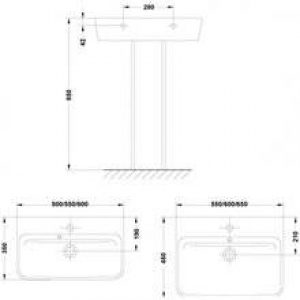 Lavabo sur colonne Emma Square 50 x 35 cm GALA