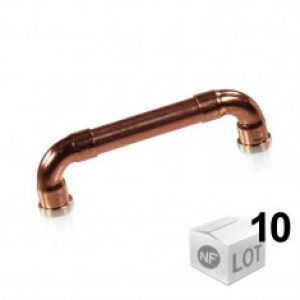 Lot de 10 Poignées de meuble cuivre « Industriel » – Entraxe 96mm Ø12 – Arcanaute
