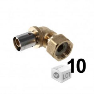 Lot de 10 raccords à sertir Coude PER Ø16×1,5 – Femelle écrou Libre 3/4&Prime;(20/27)