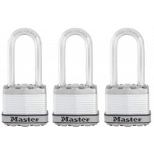 Lot de 3 cadenas à clé – acier laminé – 45 mm de large – anse de 51 mm