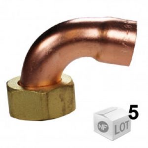 Lot de 5 Coudes à 90° écrou prisonnier douille cuivre Ø22 OU Ø28mm femelle/femelle