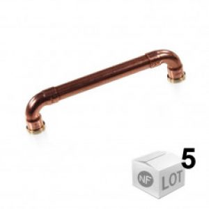 Lot de 5 poignées de meuble cuivre « Industriel » – Entraxe 128 cm Ø12 – Arcanaute
