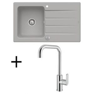 Lot Evier céramique fossil 1 bac Villeroy & Boch ARCHITECTURA + Mitigeur CRBMI210