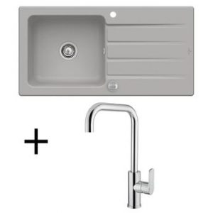 Lot Evier céramique fossil 1 grand bac Villeroy & Boch ARCHITECTURA + Mitigeur CRBMI210