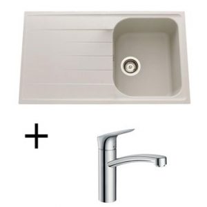 Lot Evier granit everest SCHOCK VIOLA 1 bac + Mitigeur HANSGROHE CRBMI190