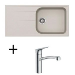 Lot Evier granit everest SCHOCK VIOLA 1 grand bac + Mitigeur HANSGROHE CRBMI190