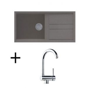 Lot Evier keratek gris 1 grand bac BEST + Mitigeur CRBMI024