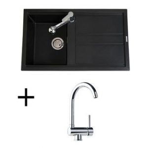 Lot Evier keratek noir 1 bac BEST + Mitigeur CRBMI024