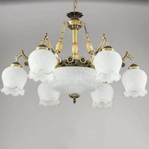 Lustre contemporain en métal doré