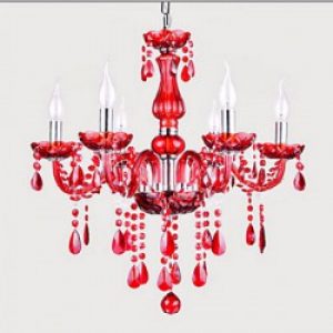 Lustre Contemporain Rouge en Cristal