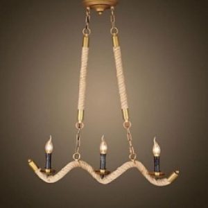 Lustre à corde avec 3 lampes style rustique