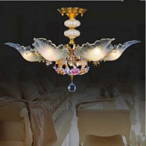 Lustre décoré en Céramique à 6 lampes