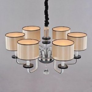 Lustre décoré en Cristal et 6 abats-jours en Tissu