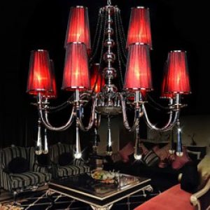 Lustre de Luxe en Cristal à 2 niveaux et Abats-jours