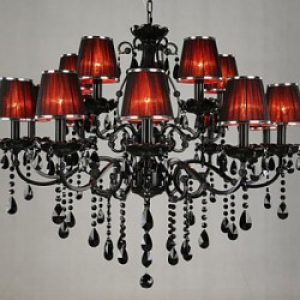 Lustre à deux niveaux en Métal et Cristal