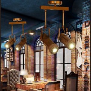 Lustre à deux spots en Bois Marron