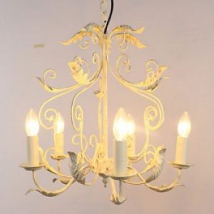 Lustre en métal Blanc à cinq lampes