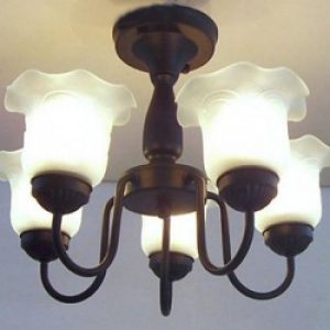 Lustre en Métal à motif floral en verre