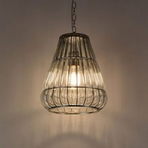 Lustre en Verre à Grille argentée