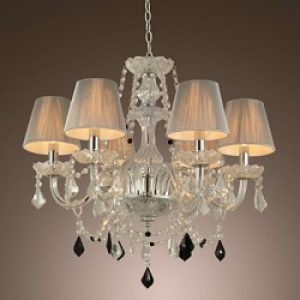 Lustre moderne en cristal de luxe à 6 lumières