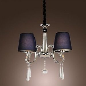 Lustre métallique argenté à 4 abats-jours