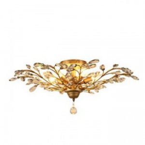 Lustre plaqué décoré en Cristal à 3 lampes