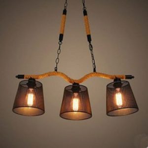 Lustre Rustique en Bois à 3 lumières