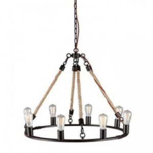 Lustre Vintage à corde avec 8 lampes