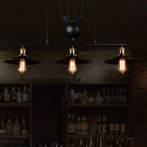 Lustre Vintage en métal noir 3 x 60W